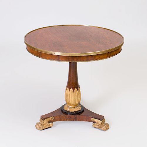 Regency Style Gilt-Bronze-Mounted Rosewood Circular Pedestal Table