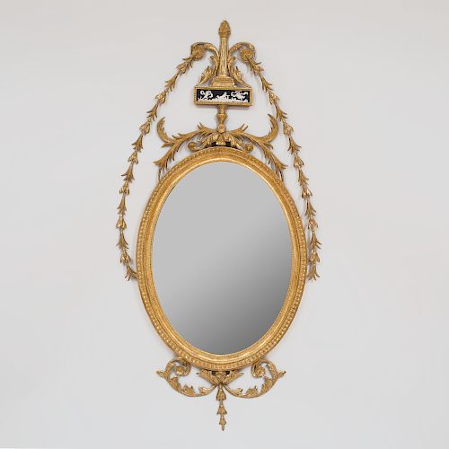 George III Giltwood Oval Mirror