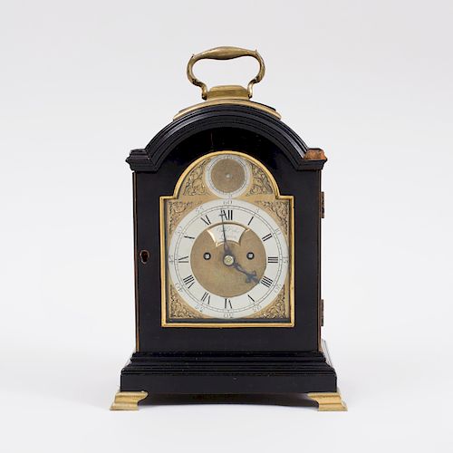 George III Ebonized Small Eight Day Striking Bracket Clock 