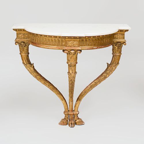 Louis XVI Style Giltwood D-Shaped Console