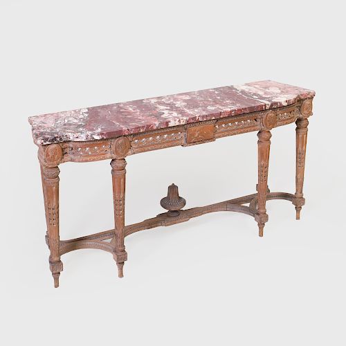 Louis XVI Style Carved Oak Console Table