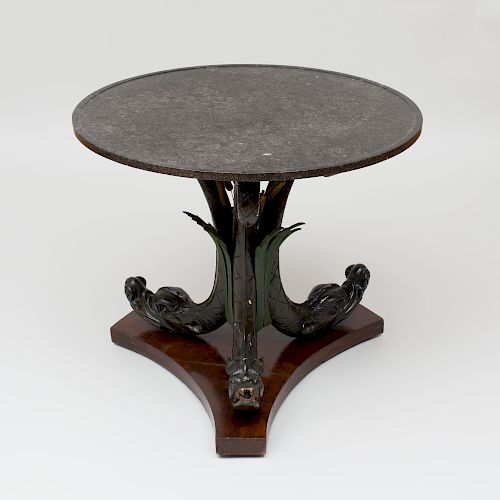 Austrian Neoclassical Mahogany, Ebonized and Parcel-Gilt Center Table