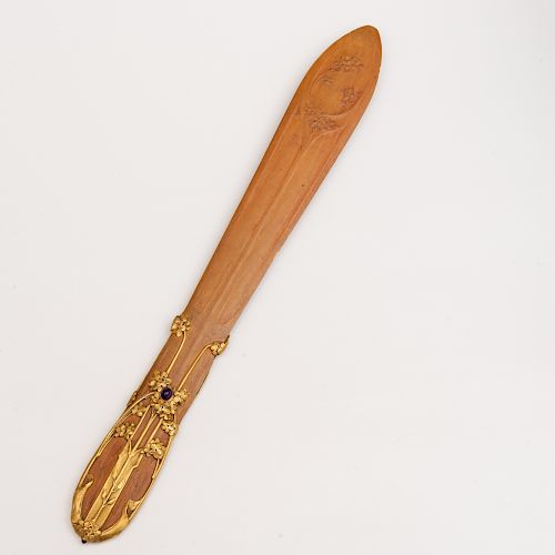 French Art Nouveau Relief-Carved Wood Page Cutter