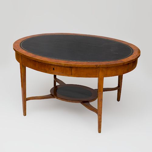 Swedish Neoclassical Birch Oval Writing Table