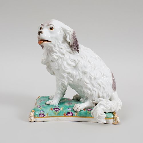 Meissen Porcelain Figure of a Seated Spaniel