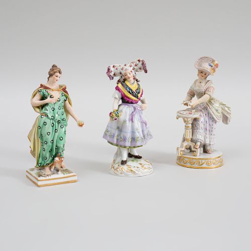 Two Meissen Porcelain Figures of a Lausitzer Farm Girl and a Lady with a Hat
