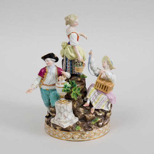 Meissen Porcelain Figure Group of Three Garden Children