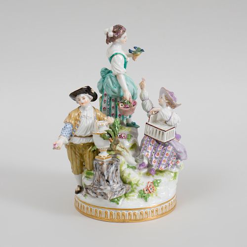 Meissen Porcelain Figure Group of  Suitor with Two Companions