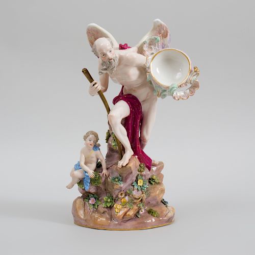 Meissen Porcelain Father Time Watch Holder