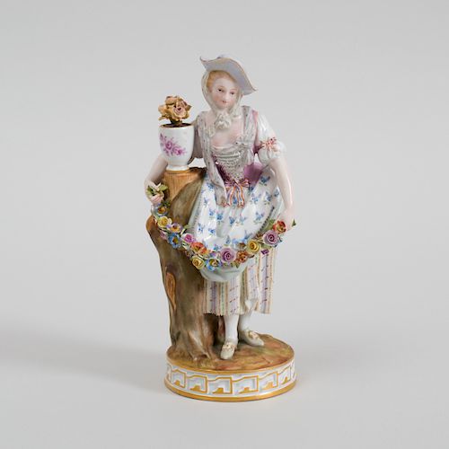 Meissen Porcelain Figure with Flower Garland