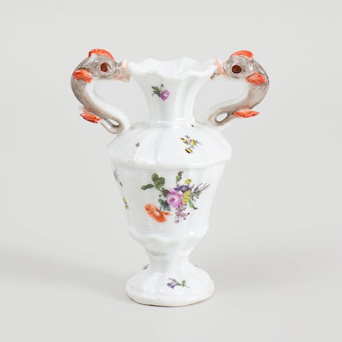 Meissen Porcelain Urn Form Finial with Dolphin Form Handles