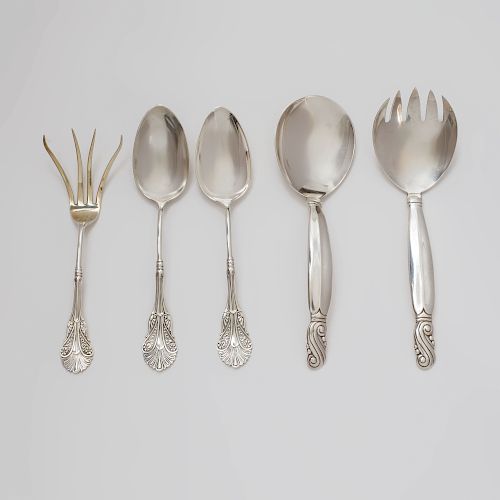 Group of Five  American Silver Serving Pieces