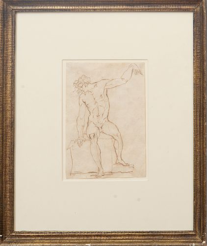 Attributed to Henry Fuseli (1741-1825): Figure Study of a Nude Male