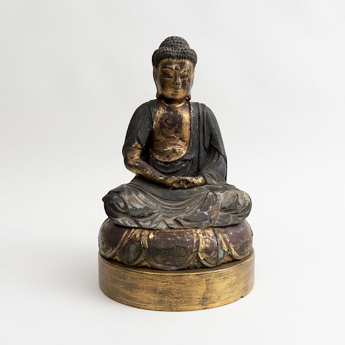 Japanese Carved Giltwood Figure of Buddha