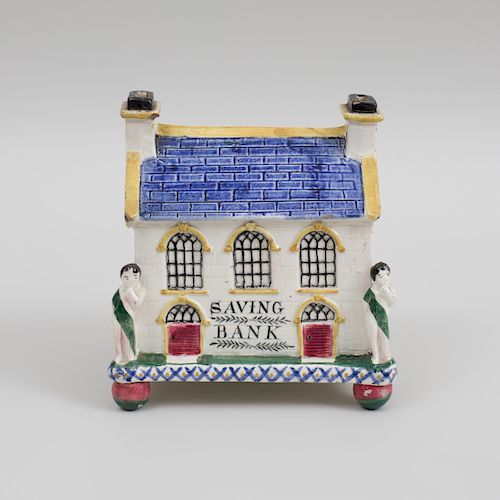 Staffordshire Pearlware Model of a Savings Bank