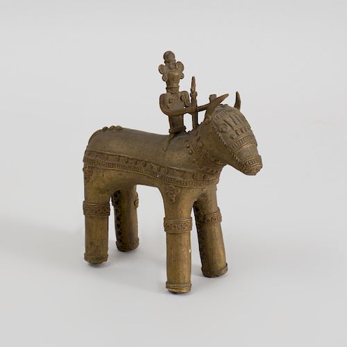 Benin Style Bronze Horse and Rider Group