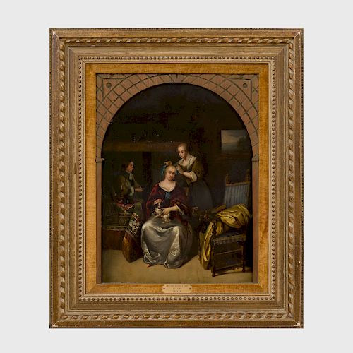 After Caspar Netscher (1635-1684): A Lady at Her Toilette