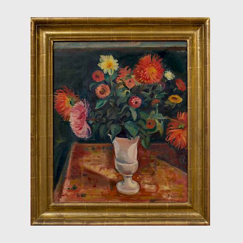 Robert Francolin (1899-1974): Fleurs au Vase Blanc