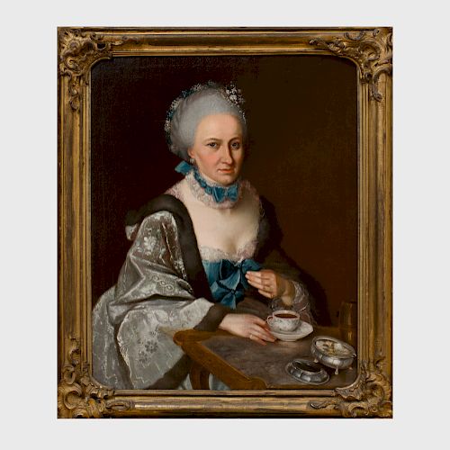 Continental School: Portrait of a Lady Taking Tea