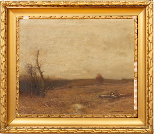 Bruce Crane (1857-1937):  Fall Landscape with Sheep