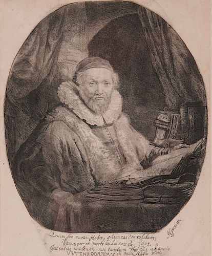 REMBRANDT VAN RIJN, (Dutch, 1606-1699), Jan Uytenbogaert, Preacher of the Remonstrants