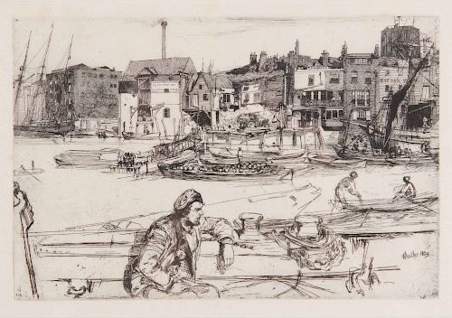 JAMES ABBOTT MCNEILL WHISTLER, (American, 1834-1903), Black Lion Wharf