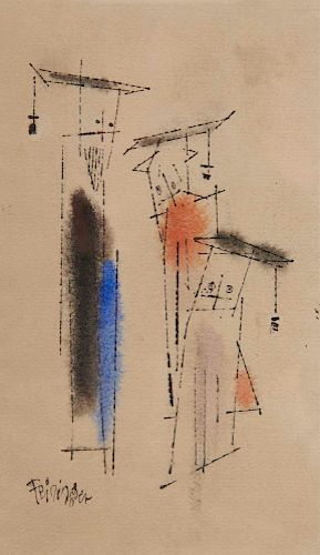 LYONEL FEININGER, (American/German, 1871-1956), Untitled (Three Figures)
