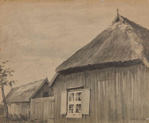 LYONEL FEININGER, (American/German, 1871-1956), (Farm House)