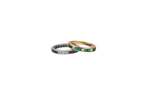 Two TIFFANY & CO. Diamond and Gemset Bands