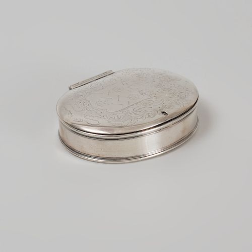 English Silver Oval Snuff Box