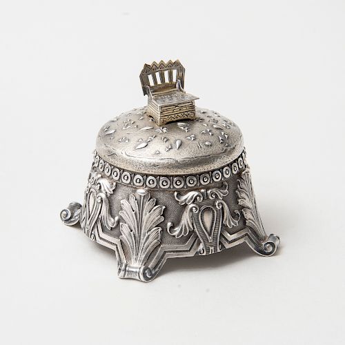 Russian Silver Box and Cover with Salt Chair Finial