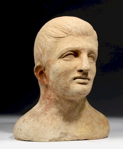 Expressive Etruscan Votive Bust of a Young Man w/ TL