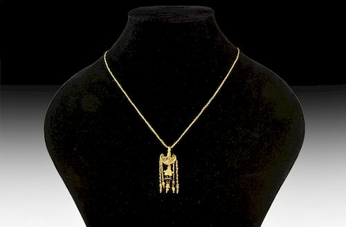 Greek Gold Necklace with Elaborate Pendant