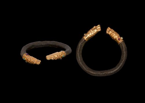 Scythian Bracelet with Gold Wolf-Head Terminals