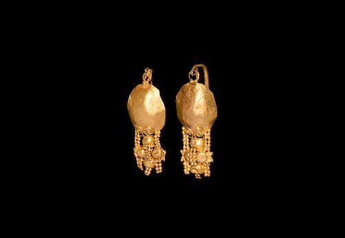 Roman Gold Earrings with Granular Decoration