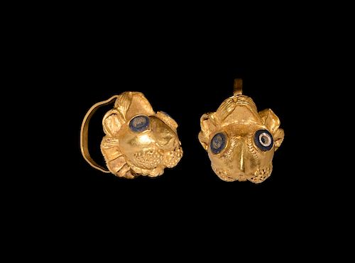 Gold Earring with Lion's Head