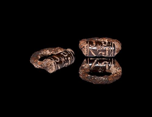 Cylinder Seal Gemstone in Swivel Ring