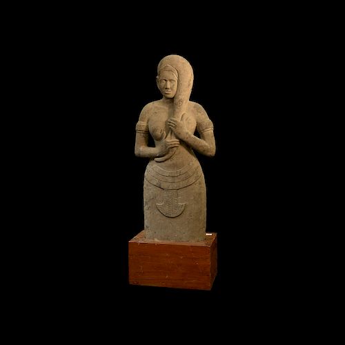 Large Khmer Statue of a Goddess
