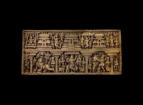 Impressive Indian Carved Temple Wall Panel