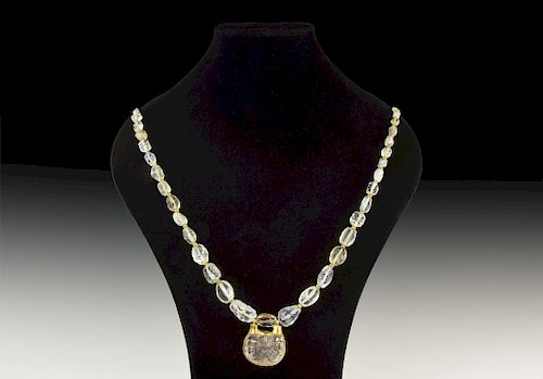 Islamic Bead Necklace with Crystal Pendant