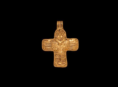 Scandinavian Viking Gold Cross Pendant