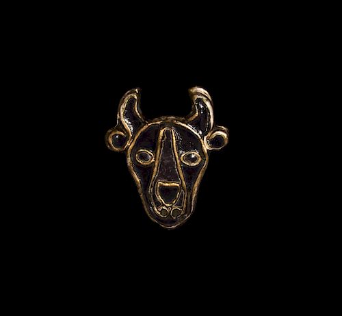 Merovingian Gold Enamelled Bull Head Brooch