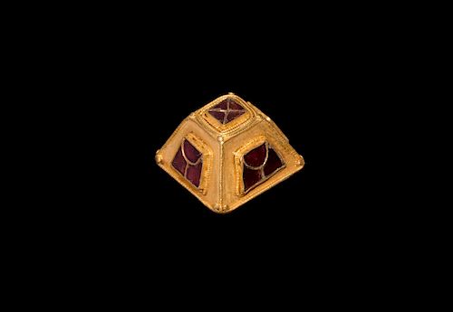 Migration Period Gold Pyramid Mount with Garnets