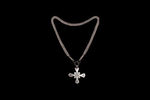 Viking Silver Necklace with Cross
