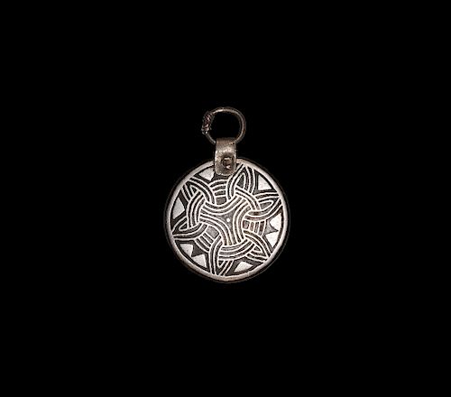 Viking Silver Inlaid Pendant