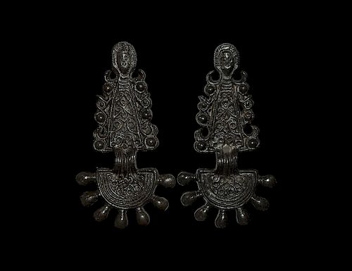 Germanic Radiate Brooch Pair with Faces