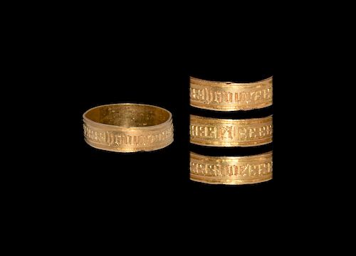 Medieval Gold Posey Ring with 'Honour and Joy'