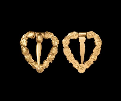 Medieval Gold Heart-Shaped Ring Brooch