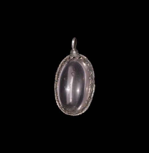 Silver and Rock Crystal Pendant with Inscription