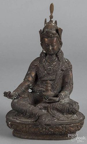 Asian bronze figure of Buddha, 14'' h.